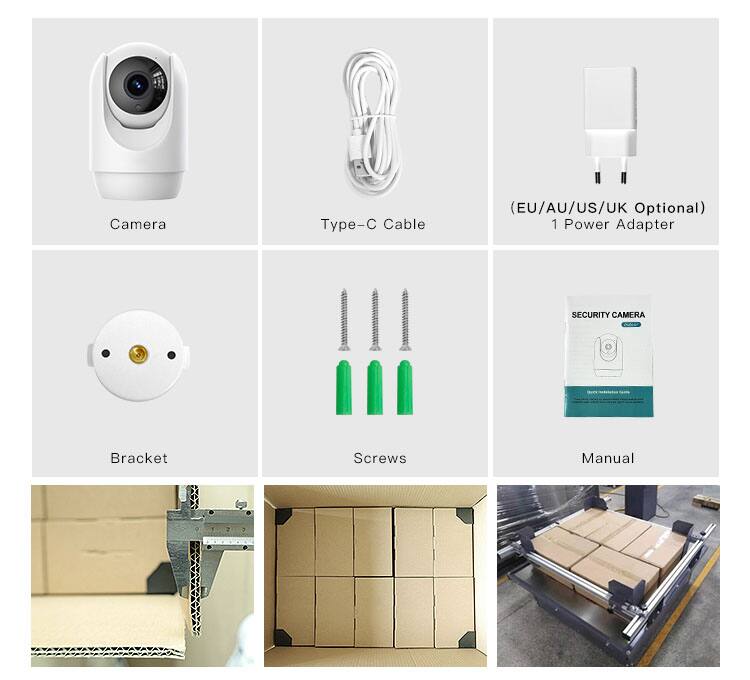 Camera  
Type-C Cable (EU/AU/US/UK Optional)  
1 Power Adapter  
SECURITY CAMERA Bracket Screws Manual