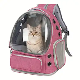 ProMounts - Breathable Transparent Pet Carrier for Cats & Small Dogs, Space Capsule Travel Bag Backpack - Pink