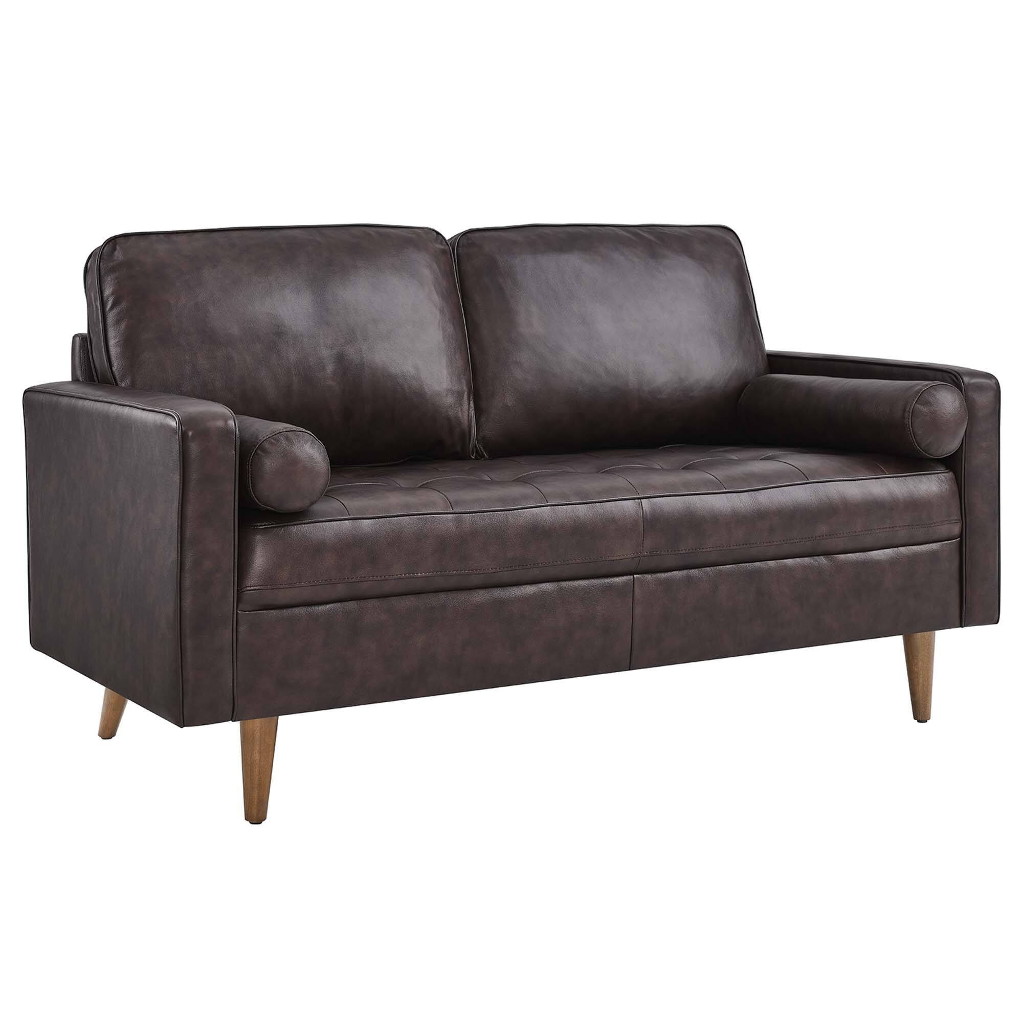Angle. Modway - Valour Leather Loveseat by Modway - Brown.