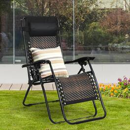 Gymax - Folding Rattan Patio Zero Gravity Chair Lounge Recliner w/ Headrest - Brown