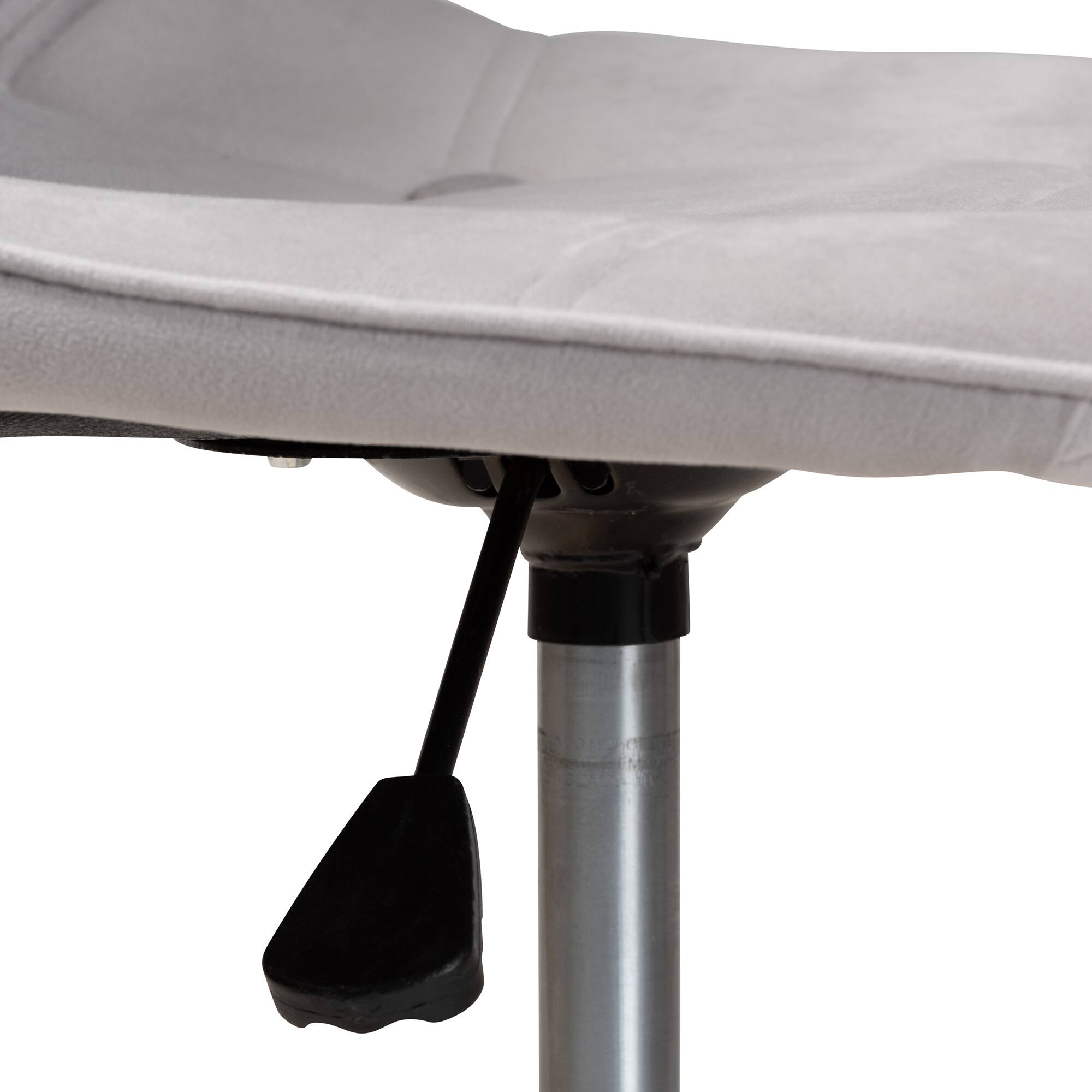 Alt View 4. Baxton Studio - Kabira Contemporary Glam and Luxe Velvet Fabric and Metal Swivel Office chair - Grey/Gold.