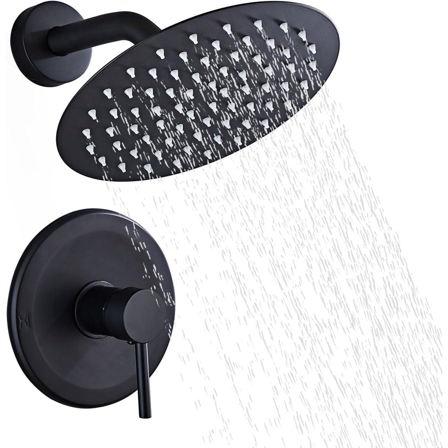 Paradigms Interiors - Shower Faucet Set Round Rainfall Head With Handheld Vaval And Trim Kit Wall Mounted - Default