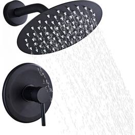 Paradigms Interiors - Shower Faucet Set Round Rainfall Head With Handheld Vaval And Trim Kit Wall Mounted - Default