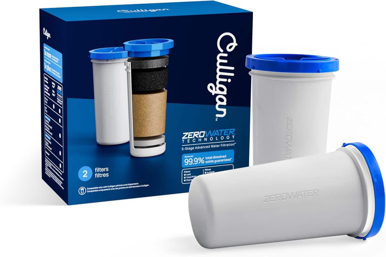 Culligan - ZeroWater Technology Replacement Filter 2-Pack, 5-Stage to Reduce Lead, PFAS, Mercury, Fluoride, Chlorine price history on PriceWatchPro