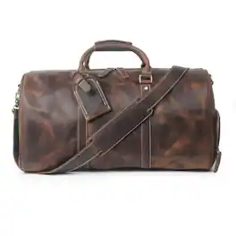 Steel Horse Leather - The Dagny Weekender | Large Leather Duffle Bag - Dark Brown