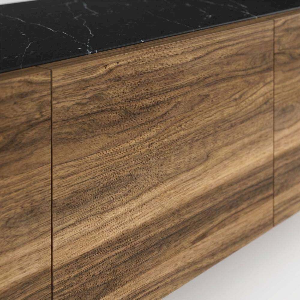 Alt View 4. FurniFact - Walnut Wall Mount TV Stand for Up to 80 Inch Screens and Indoor Use - Brown.