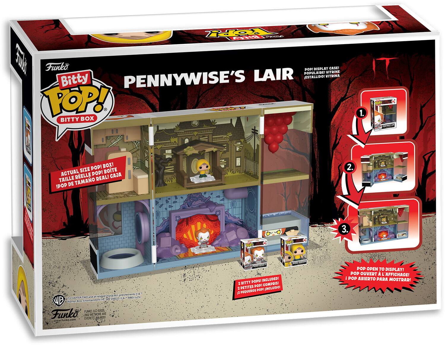 YOR Bite P Sul Funko LAIR POPULAIRE! POPI DISPLAY VITRINA VITRINE CASE! PENNYWISE'S ESTALLIDO! Bitty TOP! BITTY BOX 1. P POP! BOX! ACTUAL SIZE POP! BOTE RELLE REAL! CAJA TAILLE TAMANO IPOP DE AE 2. 3. p evraes SCHAFTER TWO a  n WeLDS DE OE  TEH C WB 1i_to M Herlarao  FUNKO L cene Funko 250 EVEREUS VE VORe BAR AVE www funko.com HAVCE POPS! INCLUDEDI 2 BITTY COMPRIST PETITES POP! 2 POP! INCLUIDO! a PEQUEOS  dddia POP OPEN TO DISPLAY! POP OUVERT  L'AFFICHACE! i POP ABIERTO PARA MOSTRAR!