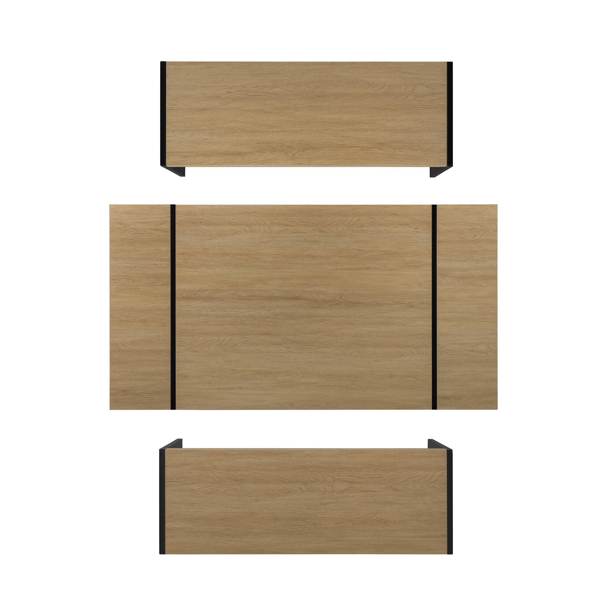 Alt View Zoom 29. Walker Edison - Industrial Dining Set with 2 Benches - Coastal Oak.