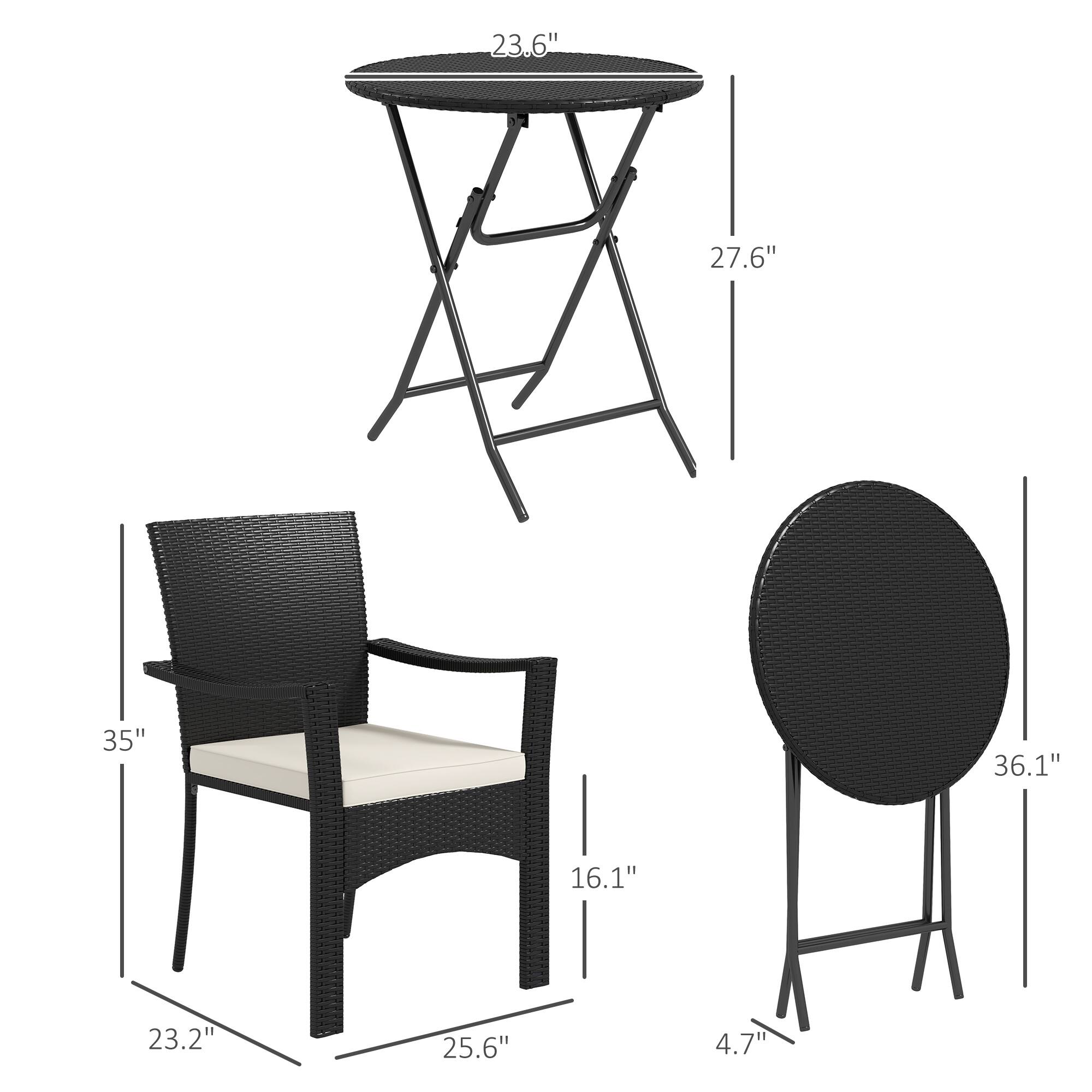 Table: 23.6", 27.6", 4.7"

Chair: 35", 23.2", 25.6", 16.1"

Coffee table: 36.1"