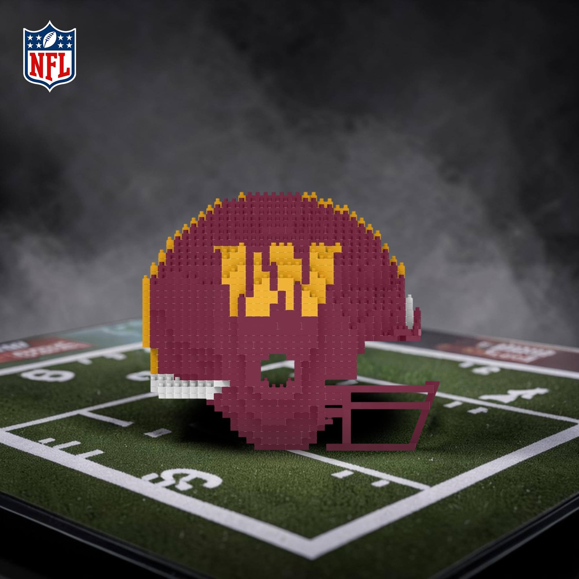 Alt View 4. Forever Collectibles - Washington Commanders NFL BRXLZ Replica Helmet 1081-Piece Building Block Set - Red.