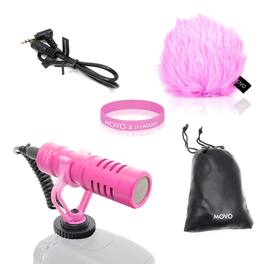 MOVO - VXR10 Universal Video Microphone for DSLR Cameras and Camcorders (Pink Breast Cancer Awareness Edition)