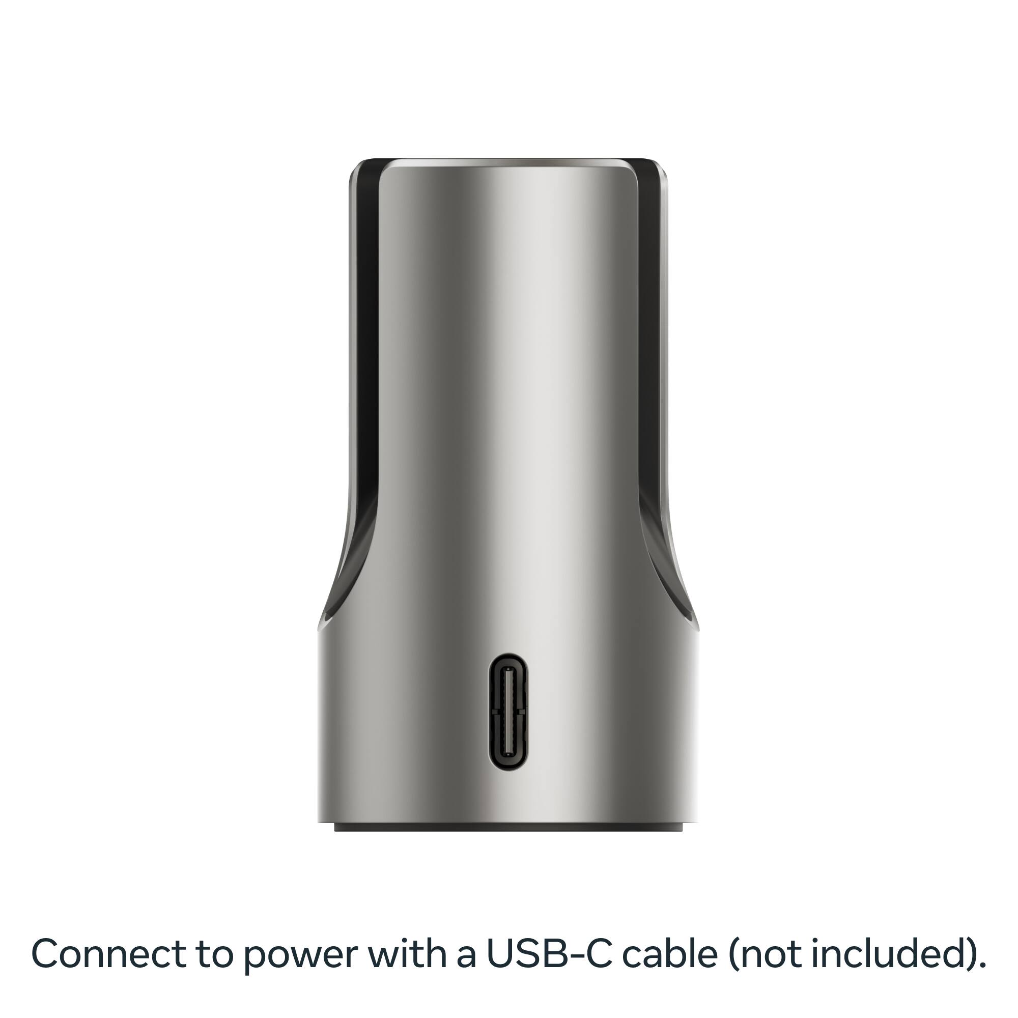 Connect to power with a USB-C cable (not included).