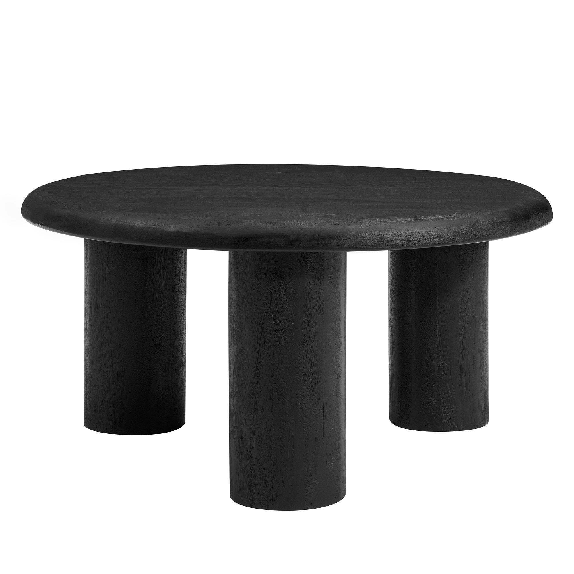 Angle. Modway - Mavina Round Mango Wood Coffee Table by Modway - Black.