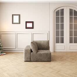 Ropilly - Modular Sectional Sofa, Deep Seat Camel Fabric Sofa with Plush Corduroy Fabric, No Assembly - Camel