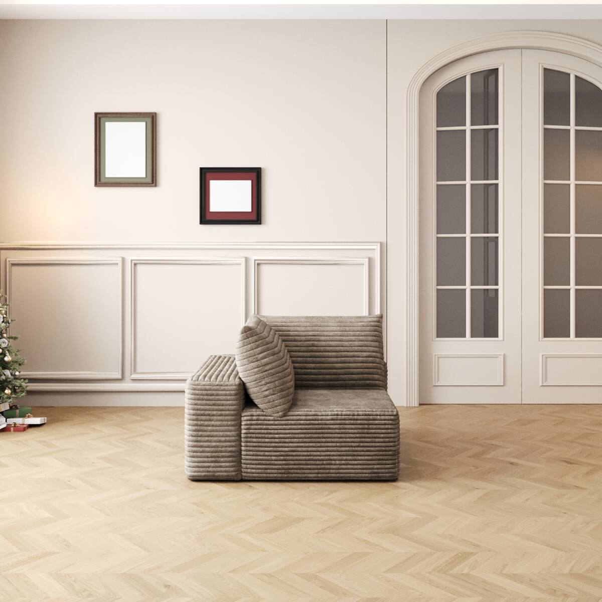 Front. Ropilly - Ropilly Modular Sectional Sofa, Deep Seat Camel Fabric Sofa with Plush Corduroy Fabric, No Assembly - Camel.