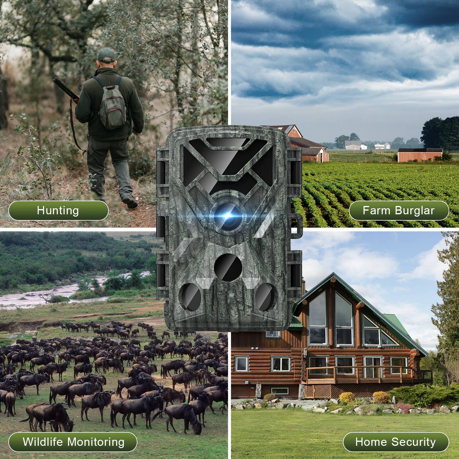 Hunting  
Farm Burglar  
Wildlife Monitoring  
Home Security