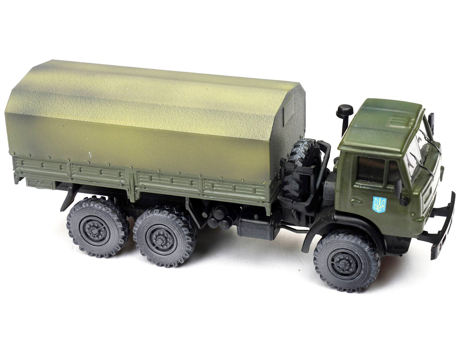 Left. Legion - Kamaz 4310 Transport Truck Green (Weathered) "Ukrainian Ground Forces" 1/72 Diecast Model by Legion - Green.