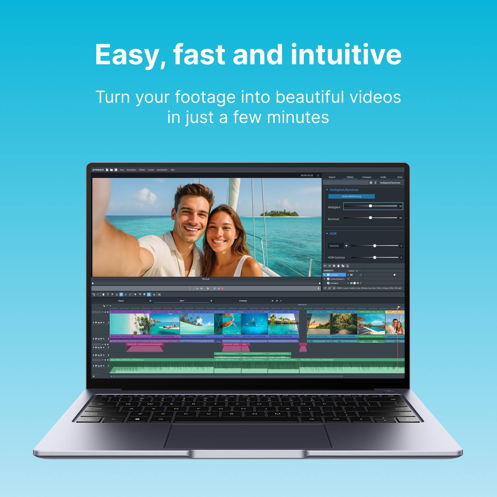 Easy, fast and intuitive

Turn your footage into beautiful videos in just a few minutes
