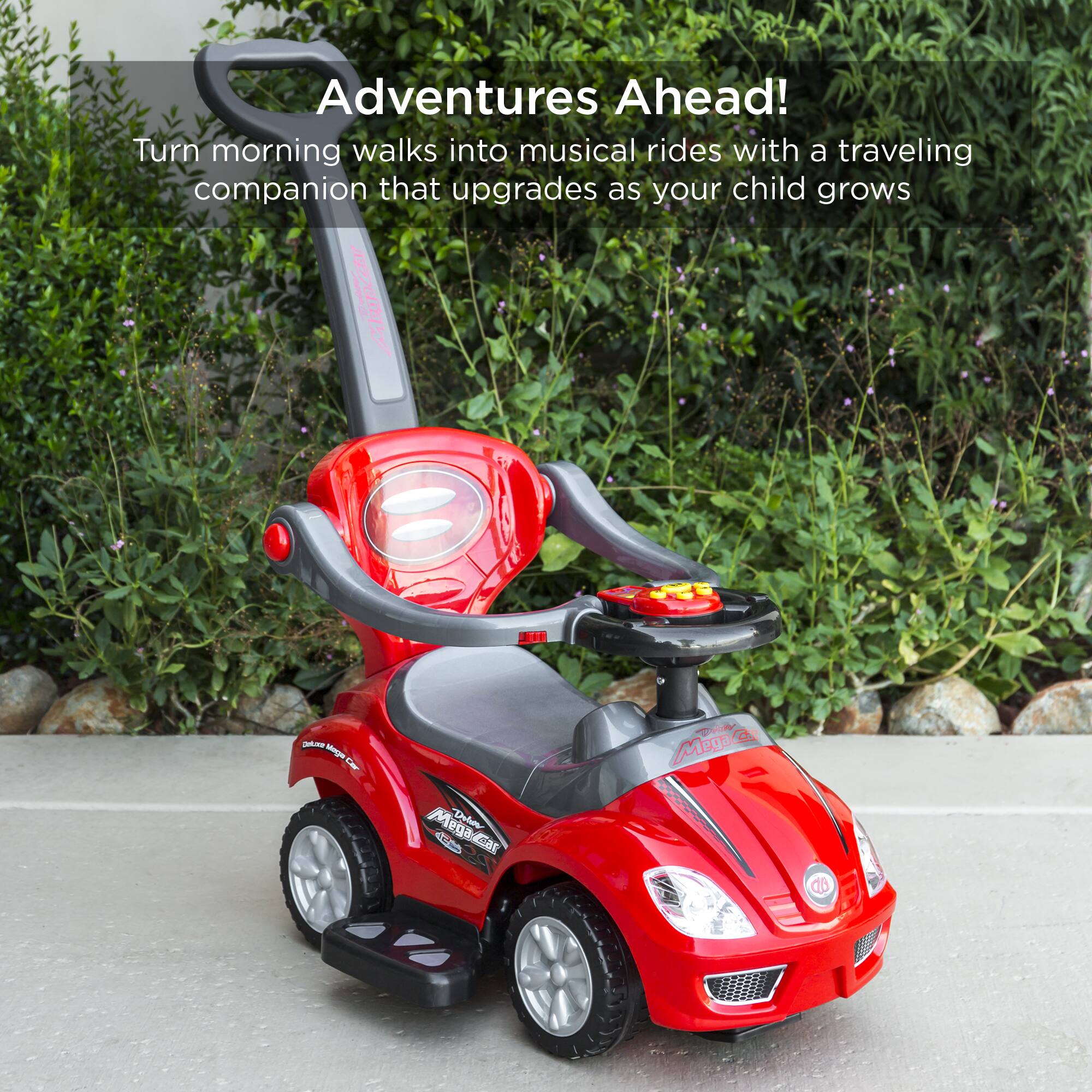 Adventures Ahead! Turn morning walks into musical rides with a traveling companion that upgrades as your child grows.