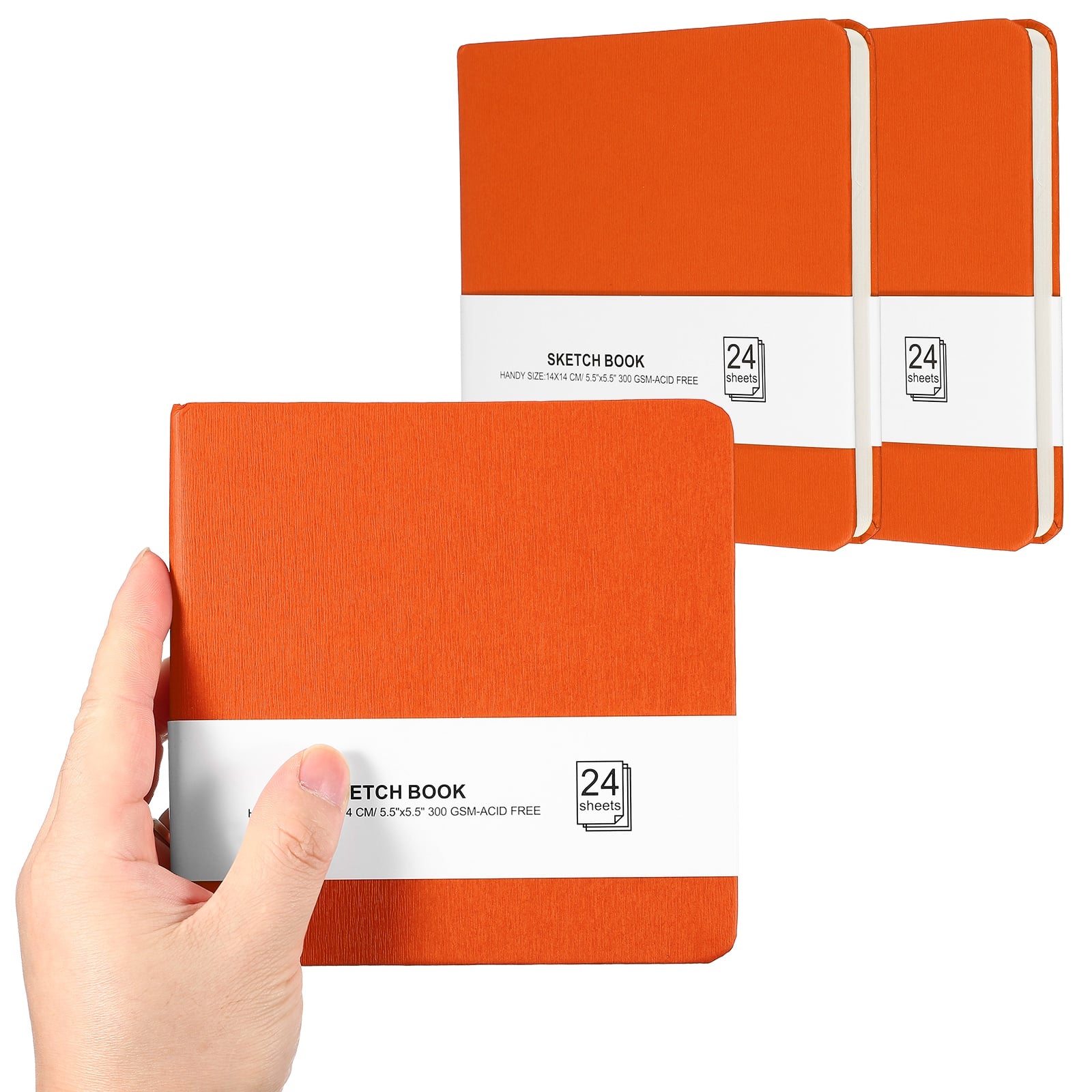Unique Bargains - 3pcs 5.5x5.5 Inch Small Sketchbook, 24/48pg 300GSM Watercolor Paper Pad Square Tiny Pocket for Drawing Travel - Orange price history on PriceWatchPro