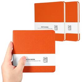 Unique Bargains - 3pcs 5.5x5.5 Inch Small Sketchbook, 24/48pg 300GSM Watercolor Paper Pad Square Tiny Pocket for Drawing Travel - Orange