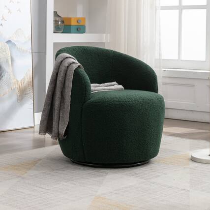 Front. GOODSILO - Plush Swivel Accent Armchair with Ergonomic Design and 360-Degree Rotation for Modern Interiors - Green.