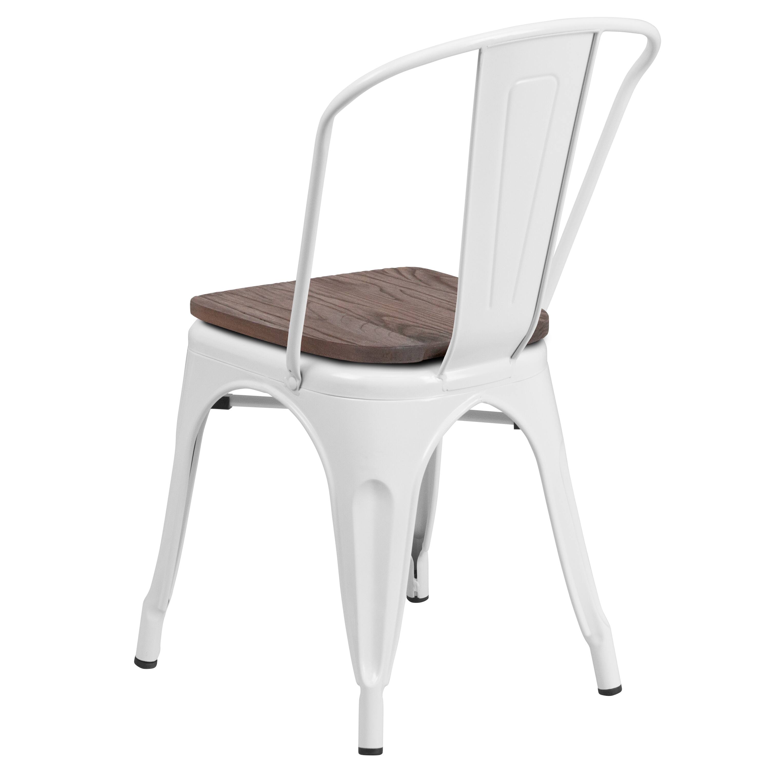 Alt View 5. Emma + Oliver - Colorful Metal Stackable Dining Chair with Wood Seat - White.