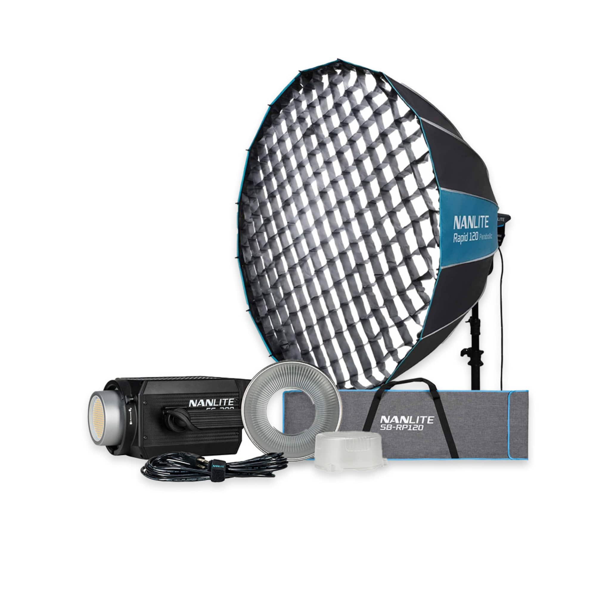 NANLITE - FS-200 Daylight LED Monolight Quiet Fan Bundle with Parabolic Softbox