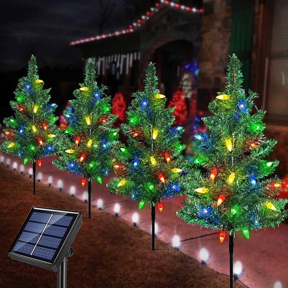 Front. MOSZAR LLC - Waterproof Outdoor Christmas Pathway Lights for Garden Patio Yard, Decorative Xmas Tree Solar - MULTICOLOR.