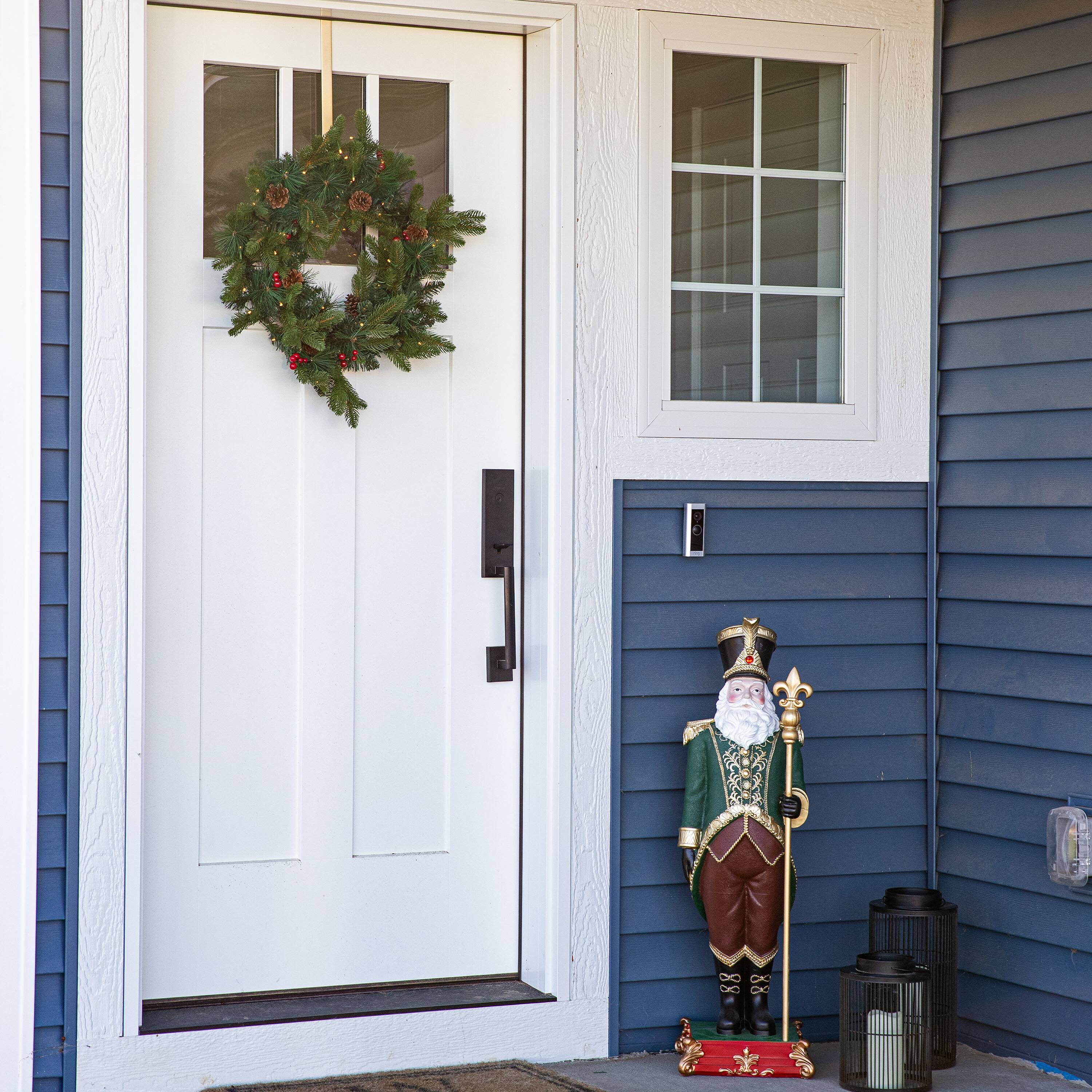 Alt View 10. Sunnydaze - 24" Diameter Prelit Christmas Wreath - Traditional - Green.