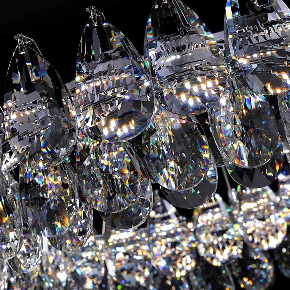 Back. Siljoy - Crystal Dual Tier Water Drop Chandelier - Chrome.