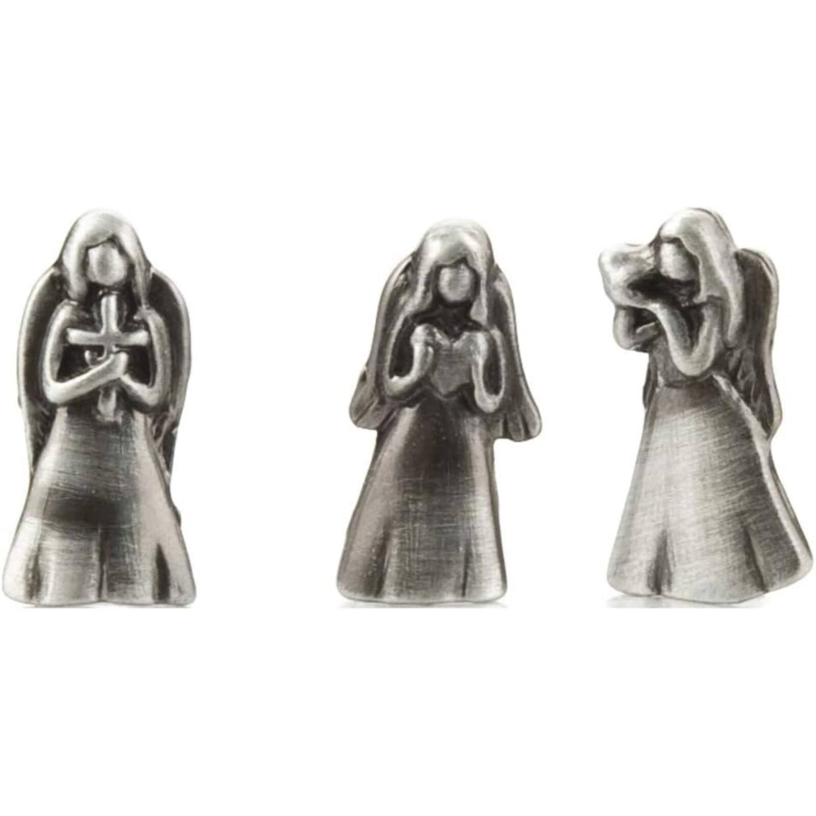 Left. Ganz - Ganz Silver The Three Angels Miniature Metal Prayer Box and Charms 1 inch - Silver.