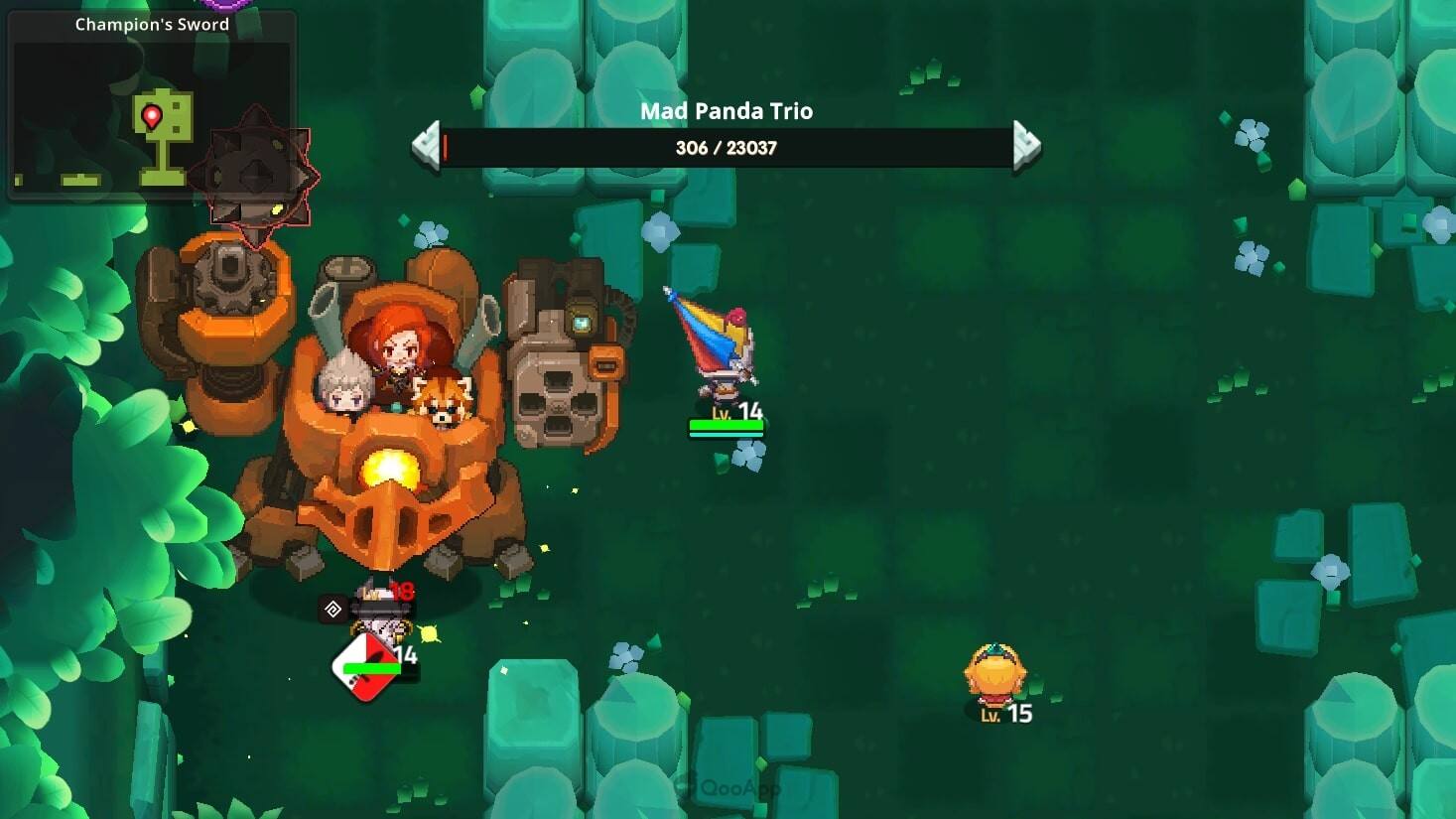 Champion's Sword  
Mad Panda Trio  
306 / 23037  
14  
8  
14  
Lv. 15  
QooApp