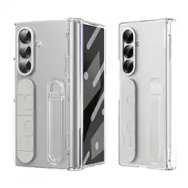 Dteck - Full Body Case for Samsung Galaxy Z Fold7,Shockproof Slim Stand Cover with Hinge Protection,Built-in Screen Protector - Clear