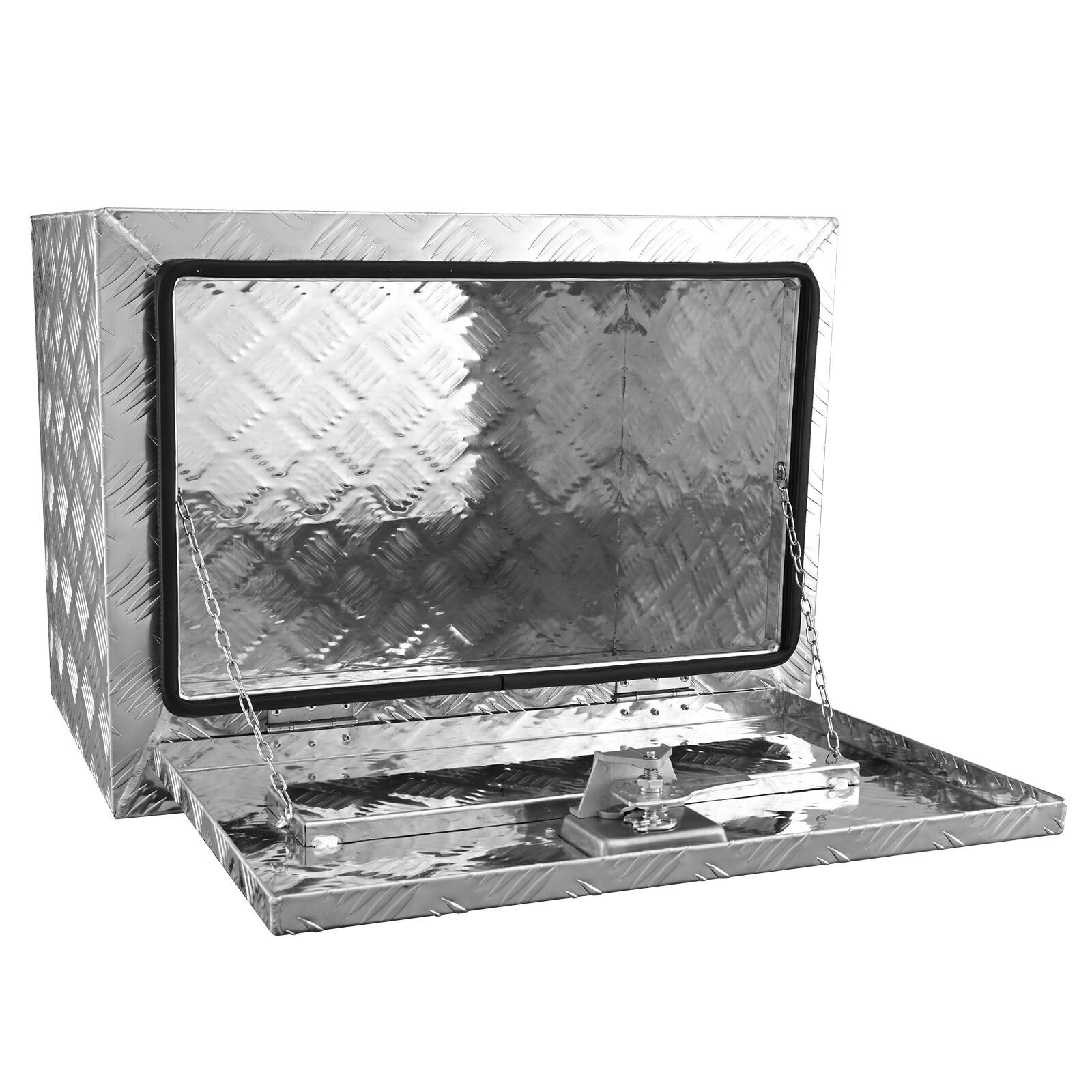 Alt View 5. VEVOR - Underbody Truck Box, 24"×14"×16" Pickup Storage Box, Heavy Duty Aluminum Diamond Plate Tool Box with Lock and Keys - Silver.
