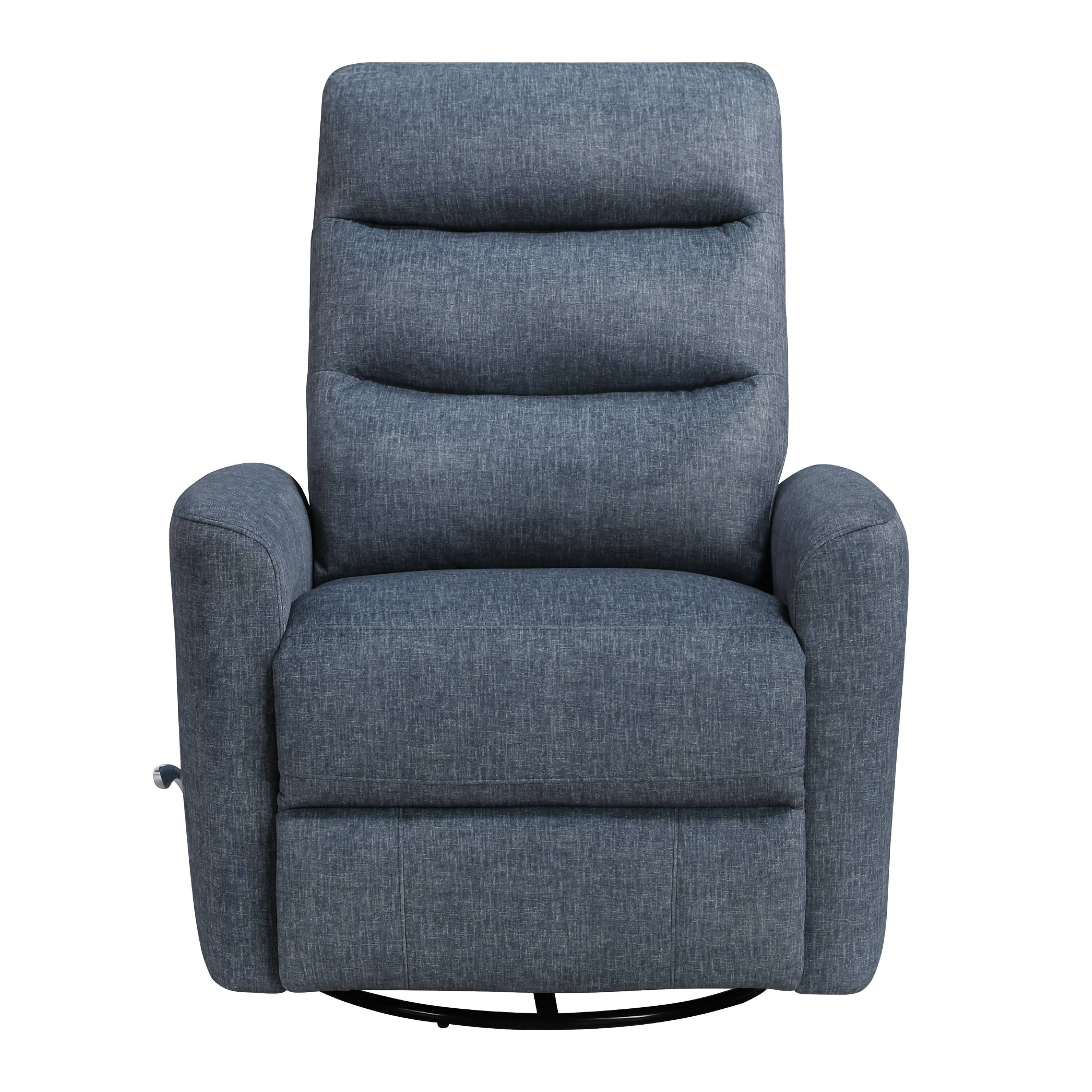 Angle. Manhattan Lane - Aki Swivel Power Recliner Chair, Tufted  Polyester, Feather Blend - Blue.