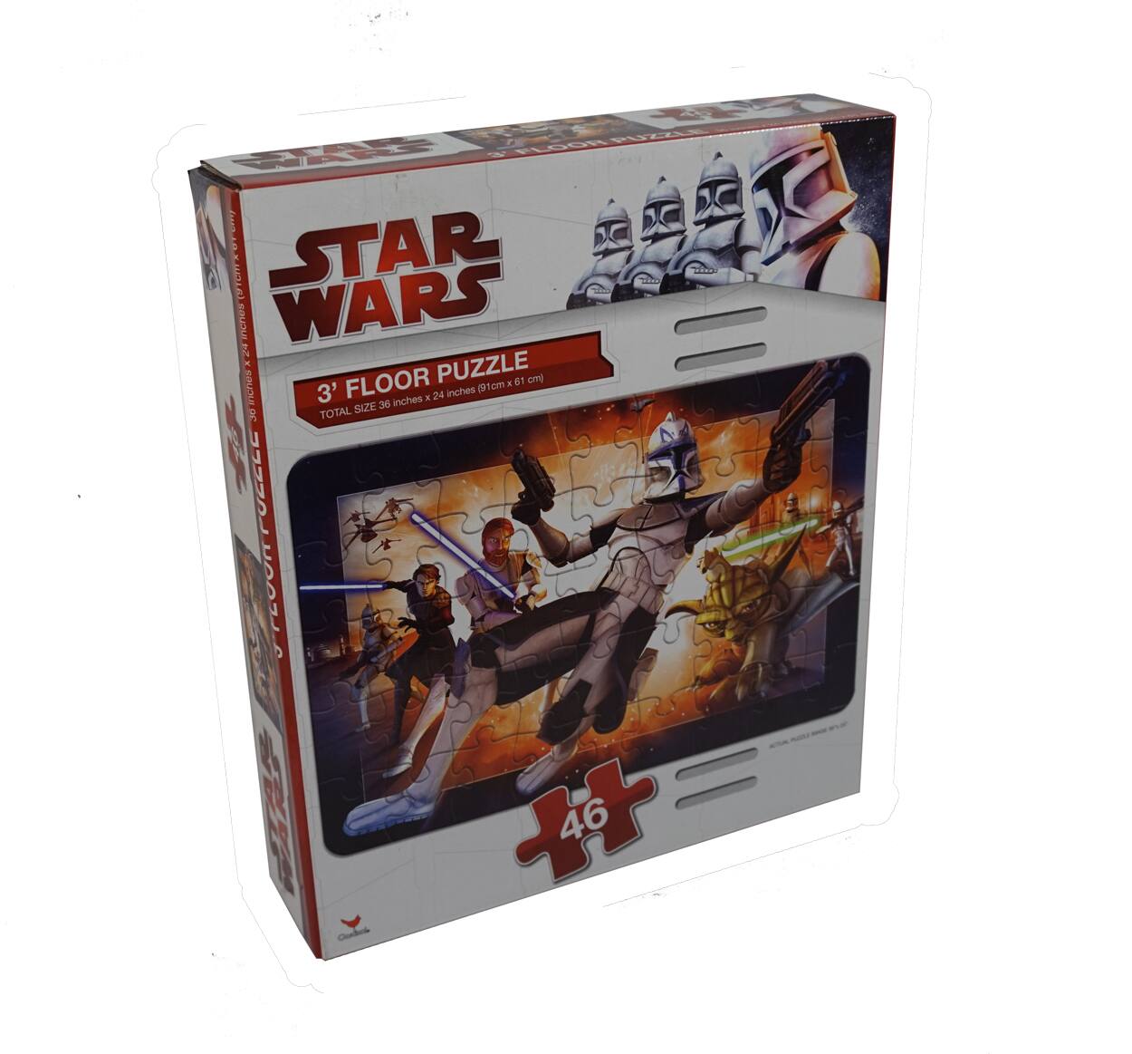 STAR WARS  
3' FLOOR PUZZLE  
TOTAL SIZE: 38 inches x 24 inches (96 cm x 61 cm)  
46 PIECES