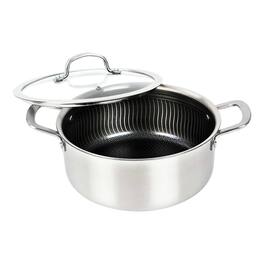 Brentwood - B-duh24l 3-ply Hybrid Non-stick Stainless Steel Dutch Oven With Tempered Glass Lid (5 Qt.) - Silver