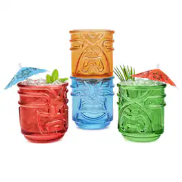 Final Touch - Tiki Tumbler Glasses - Set of 4 - Multicolor