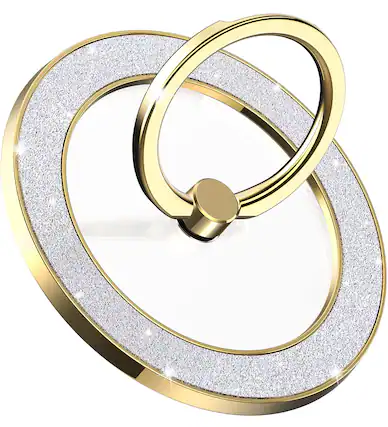Front. HM 1810 - Magnetic Phone Ring Holder For Magsafe Grip Compatible With Wireless Charging. (glitter Gold) Universal - Glitter Gold.