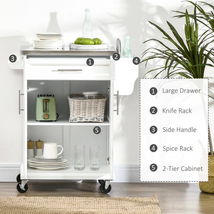 1. Large Drawer
2. Knife Rack
3. Side Handle
4. Spice Rack
5. 2-Tier Cabinet