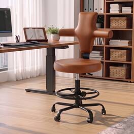 Pinmoco - Adjustable Drawing Chair with Cross Back Design and Swivel Foot Ring - Browm