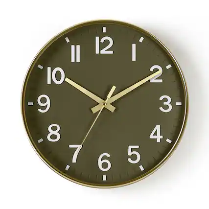 Front. Oumilen - 12" Modern Wall Clock - Gold.