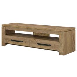 FurniFact - TV stand, 2 drawers, engineered wood, rubberwood solids & walnut veneers - Green
