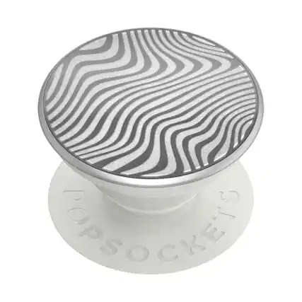 Front. PopSockets - PopSocket PopGrip Lasercut Metal Terrain Wave - Silver.