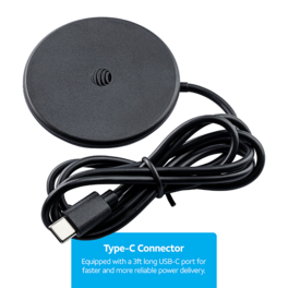 AT&T - Wireless Magnetic Charging Pad 15W Fast Charge Black - Black