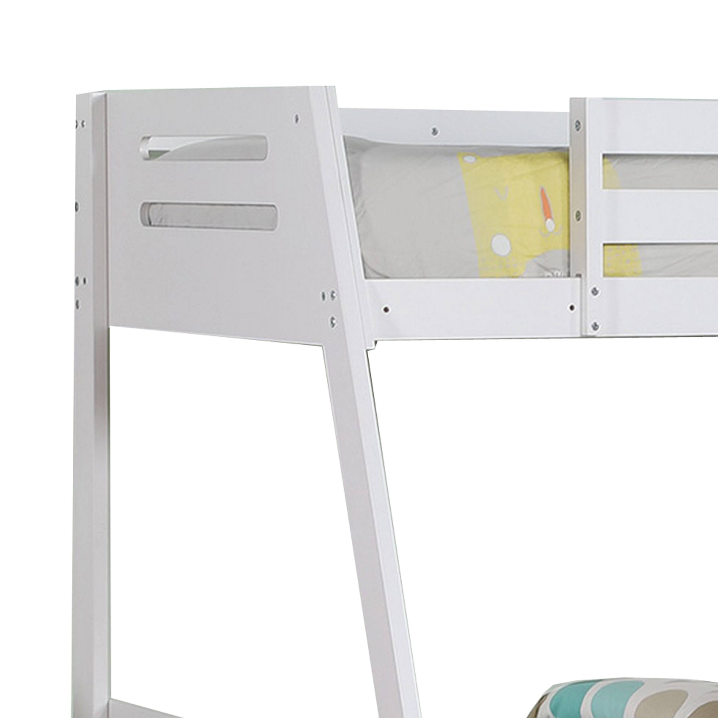 Alt View 2. Manhattan Lane - Emily Twin Over Full Bunk Bed with Ladder, 2 Drawers, White Solid Wood - White.