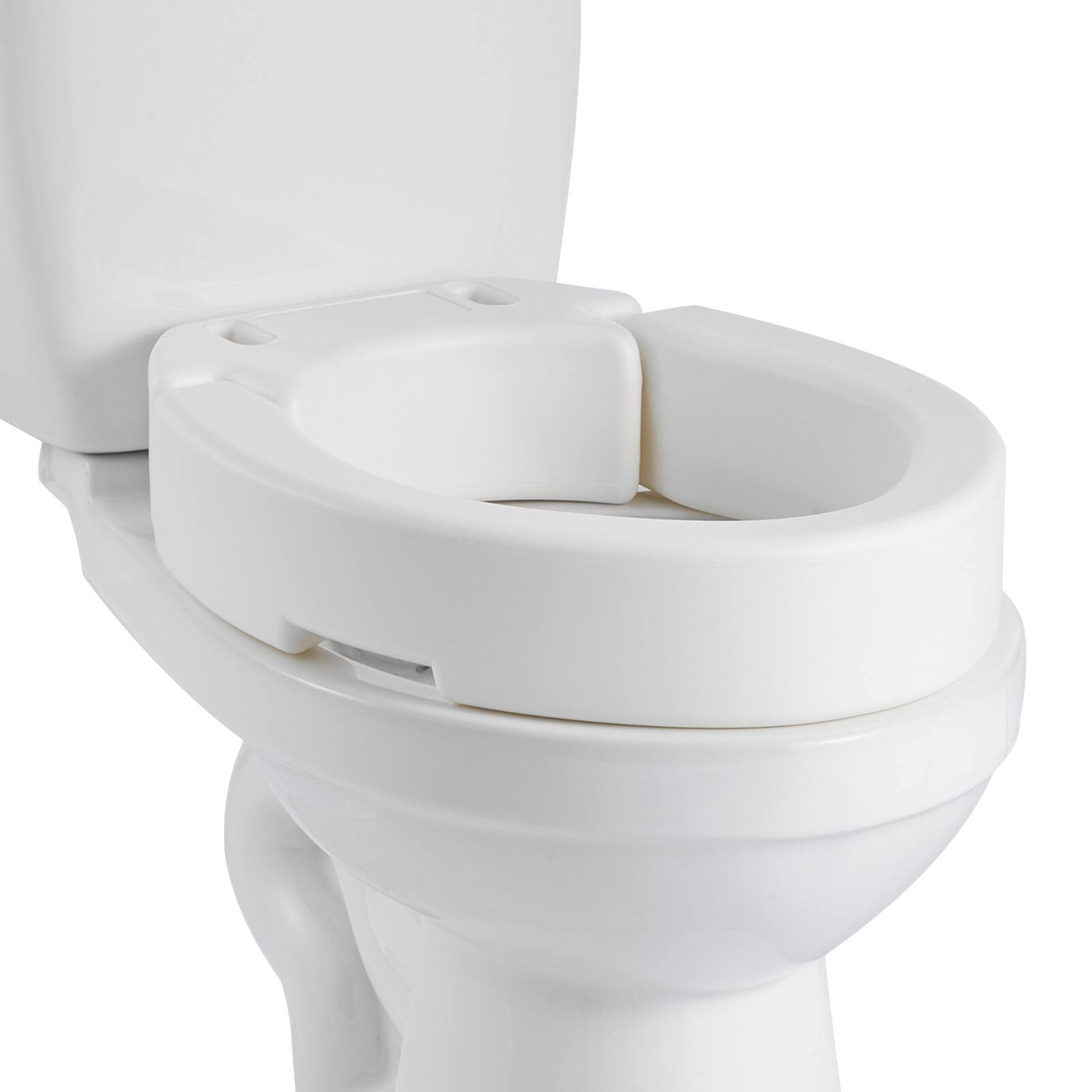 Front. VEVOR - Raised Toilet Seat, 300 lbs Load Capacity, 3.5-Inch Lift Height, Commode Elevated Toilet Seat Riser - White.
