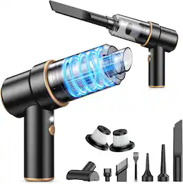 Silvel - Handheld Cordless Mini Vacuum Cleaner, 11000PA Vacuum Cleaner with Multi-Nozzles & LED Light for Cars and Home - Black