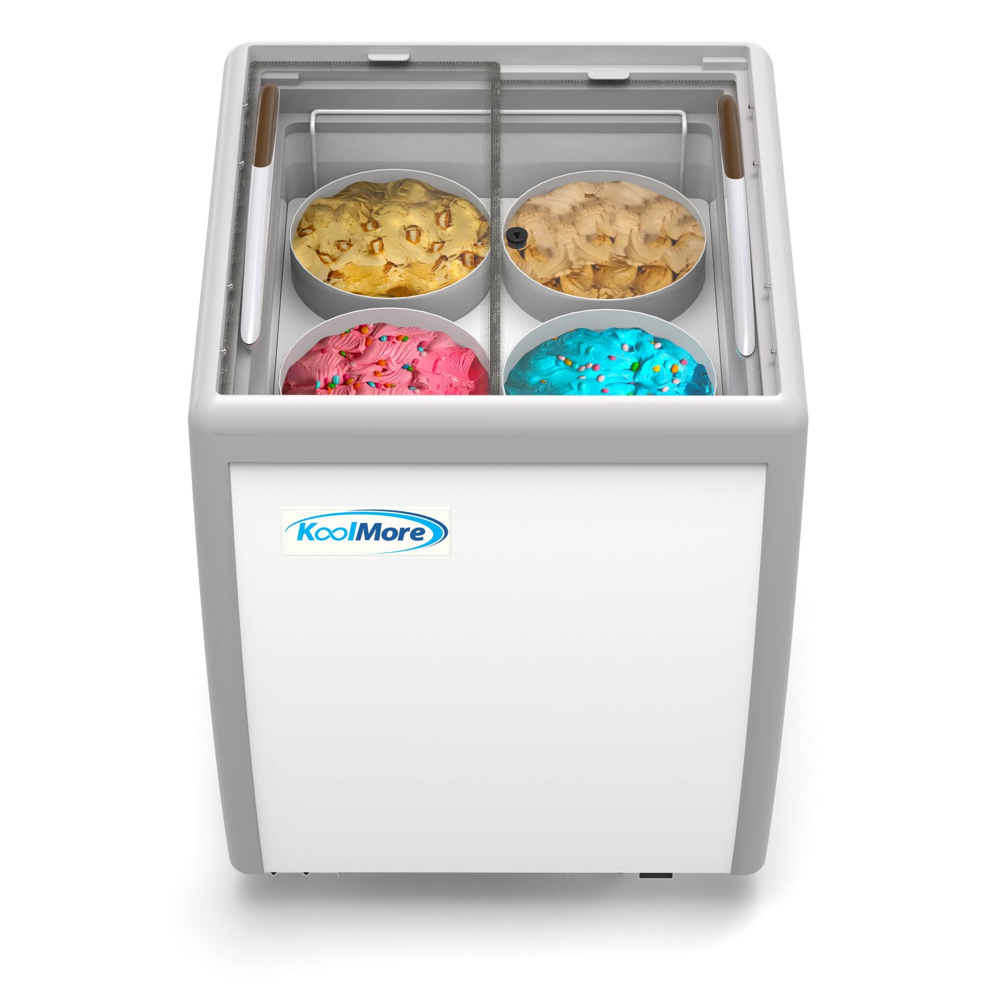 Back. Koolmore - 26 in. 4 Tub Ice Cream Dipping Cabinet Display Freezer with Sliding Glass Door, 6 cu. ft. KM-ICD-26SD. - White.